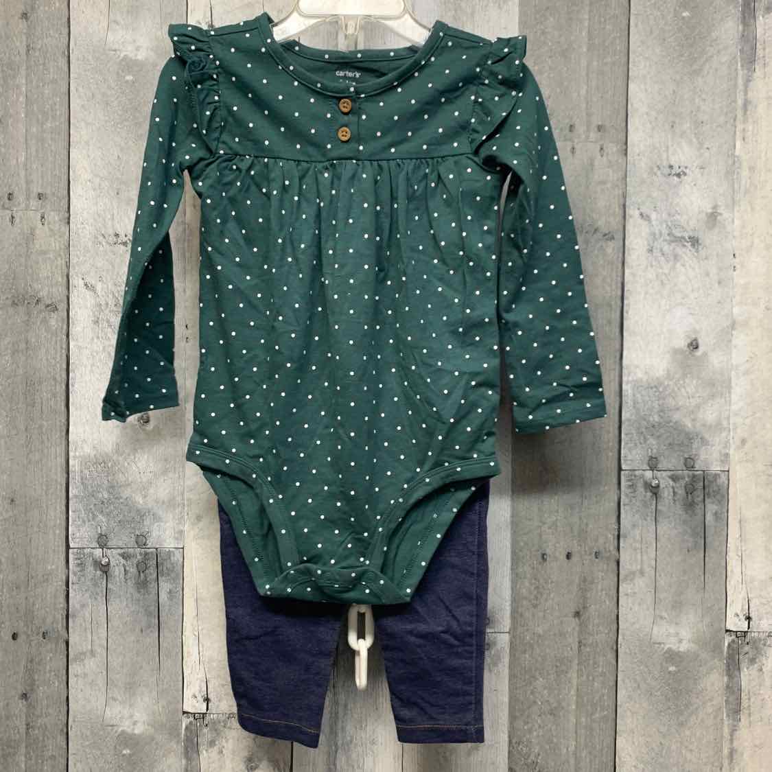 Size 24 Months Denim/Green Carter's Shirt/Pants