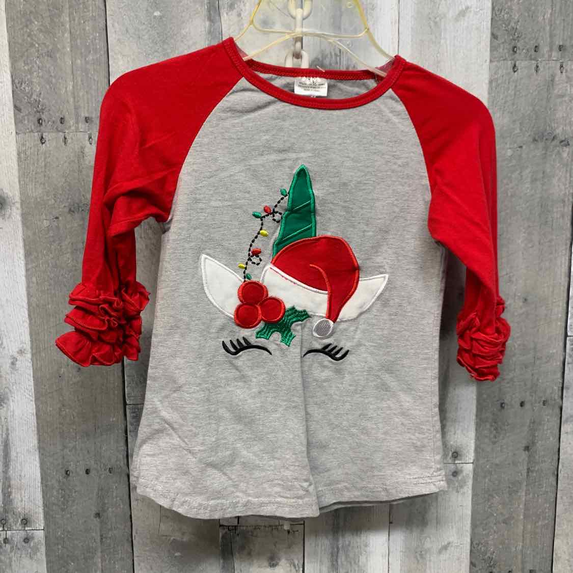 Size 5/6 Gray/Red Boutique Brand Long Sleeve Shirt