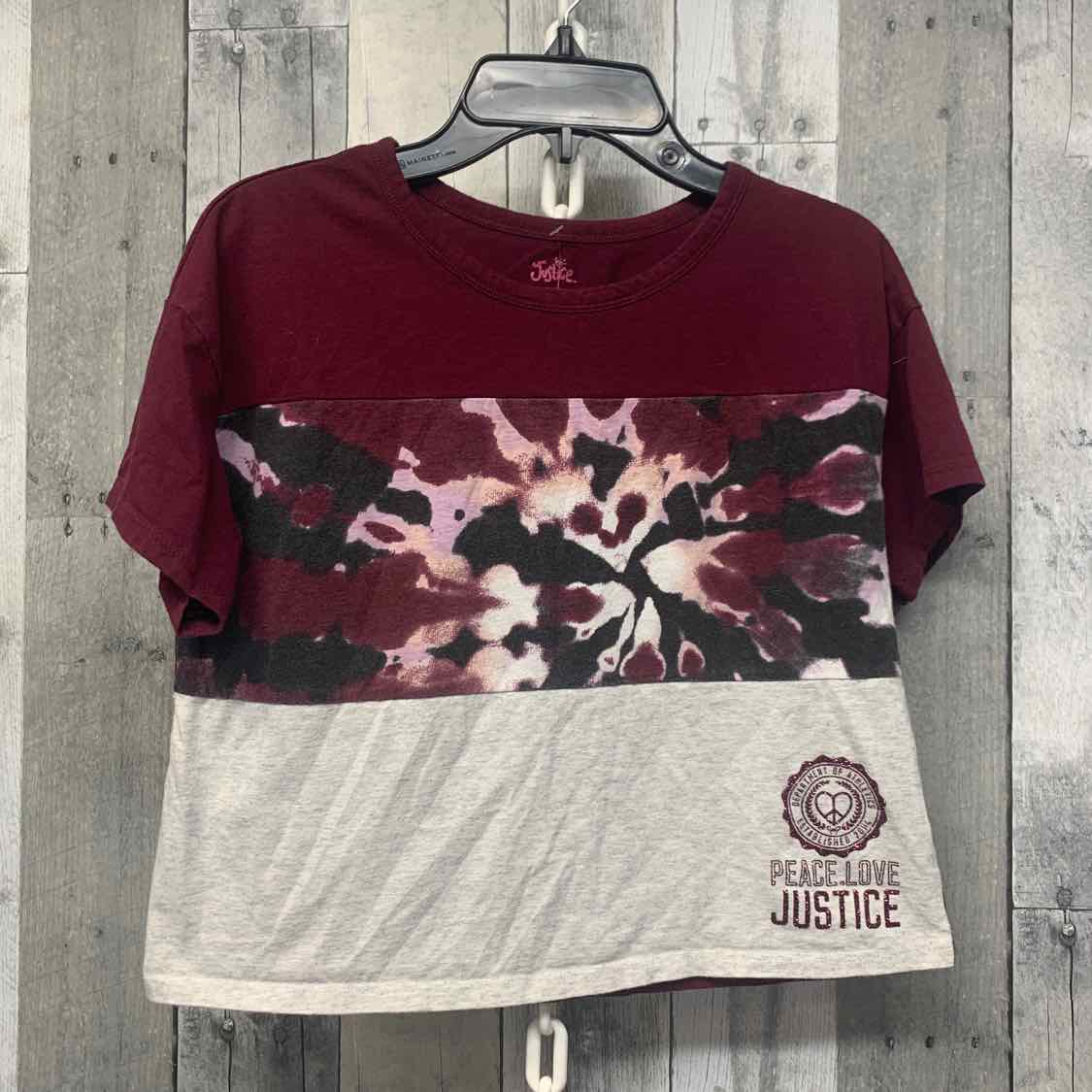 Size Medium Burgundy/Gray Justice T Shirt