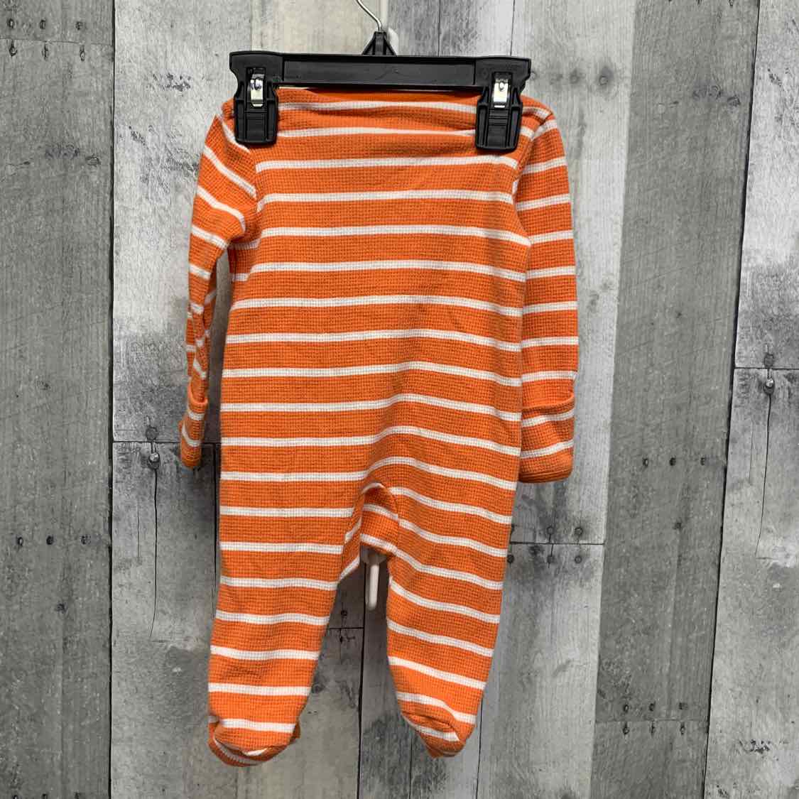 Size 3 Months Orange Striped Just One You Footy PJs