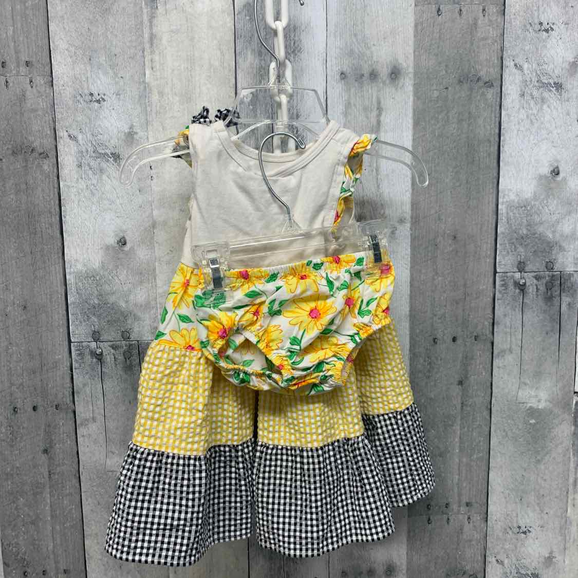 Size 12 Months Yellow/Black Bonnie Jean/Baby 2pc Dress