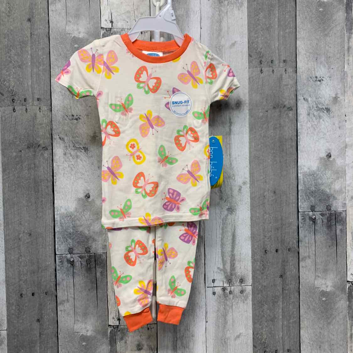 Size 12 Months White/Coral Bon Bebe 2pc PJs - OodlesCB
