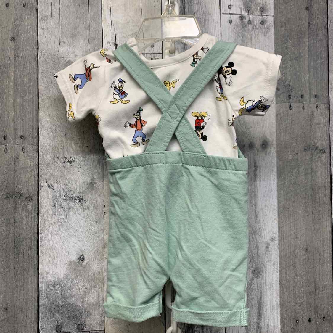 Size 0-3 Months Green/White Disney Shirt/Shorts - OodlesCB