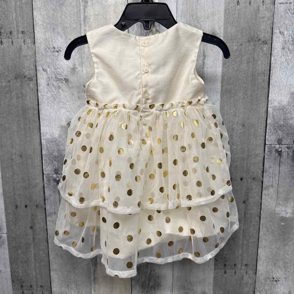 Size 9 Months Ivory/Gold Just One You Dress - Party