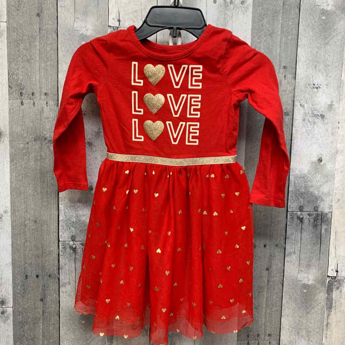 Size 4T Red/Gold Cat & Jack LS Dress