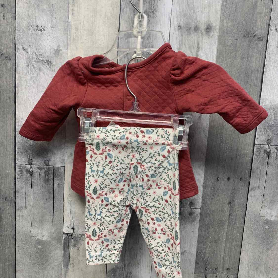 Size 3 Months Burgundy Graphic Just One You Shirt/Leggings