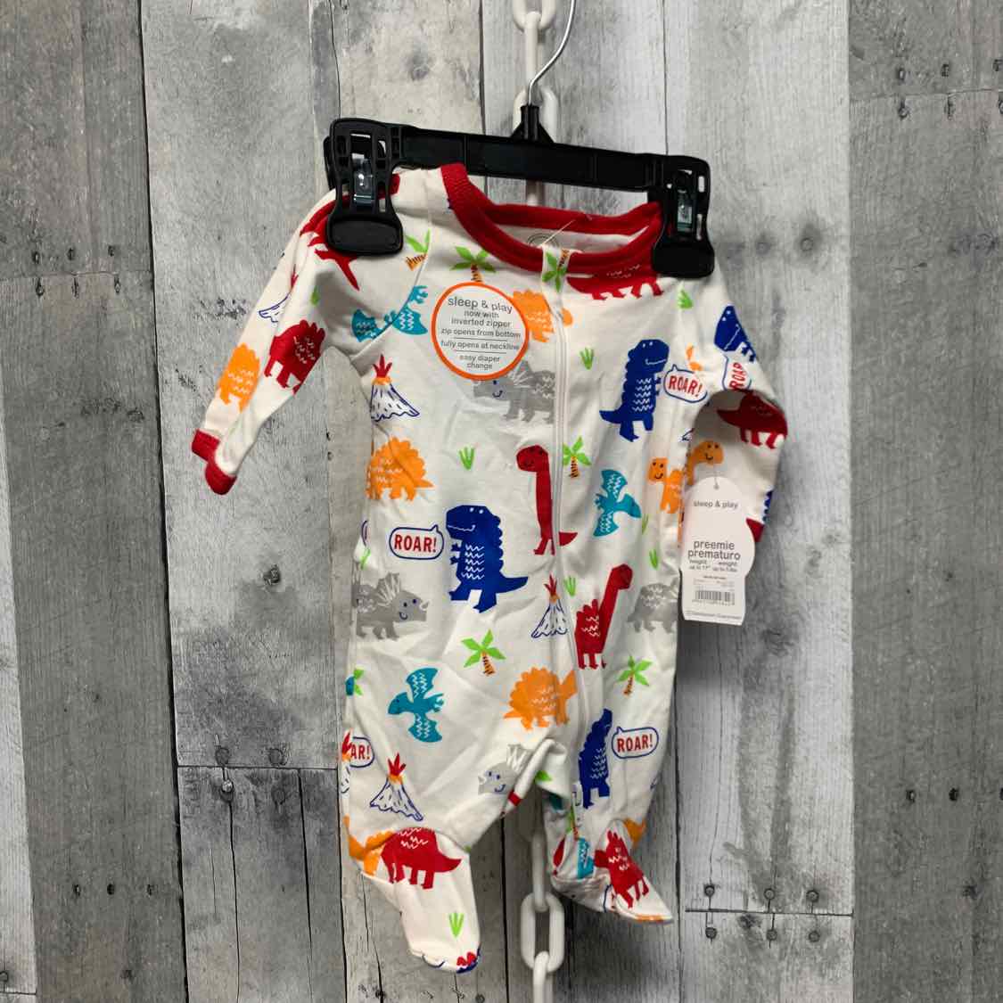 Size Preemie White/Red Wonder Nation Footy PJs