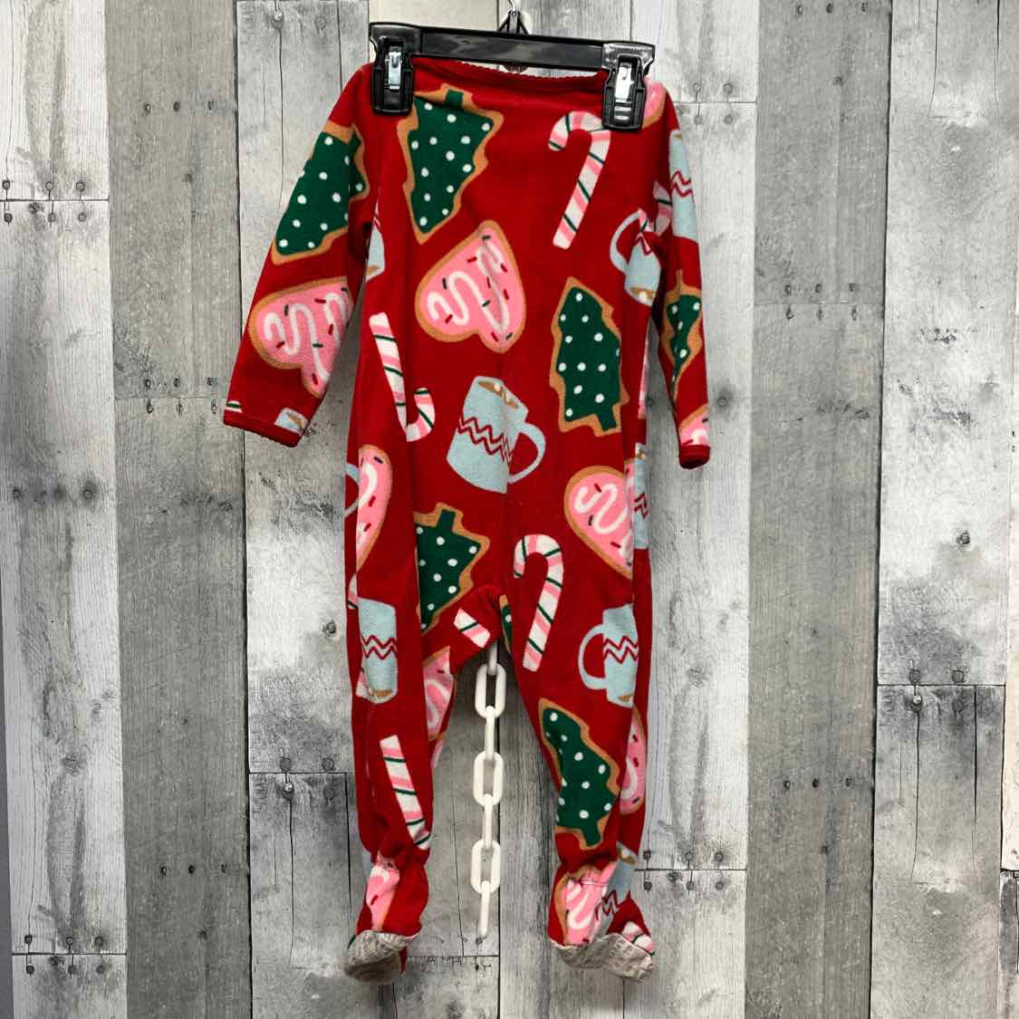 Size 12 Months Red Print Child of Mine Footy PJs