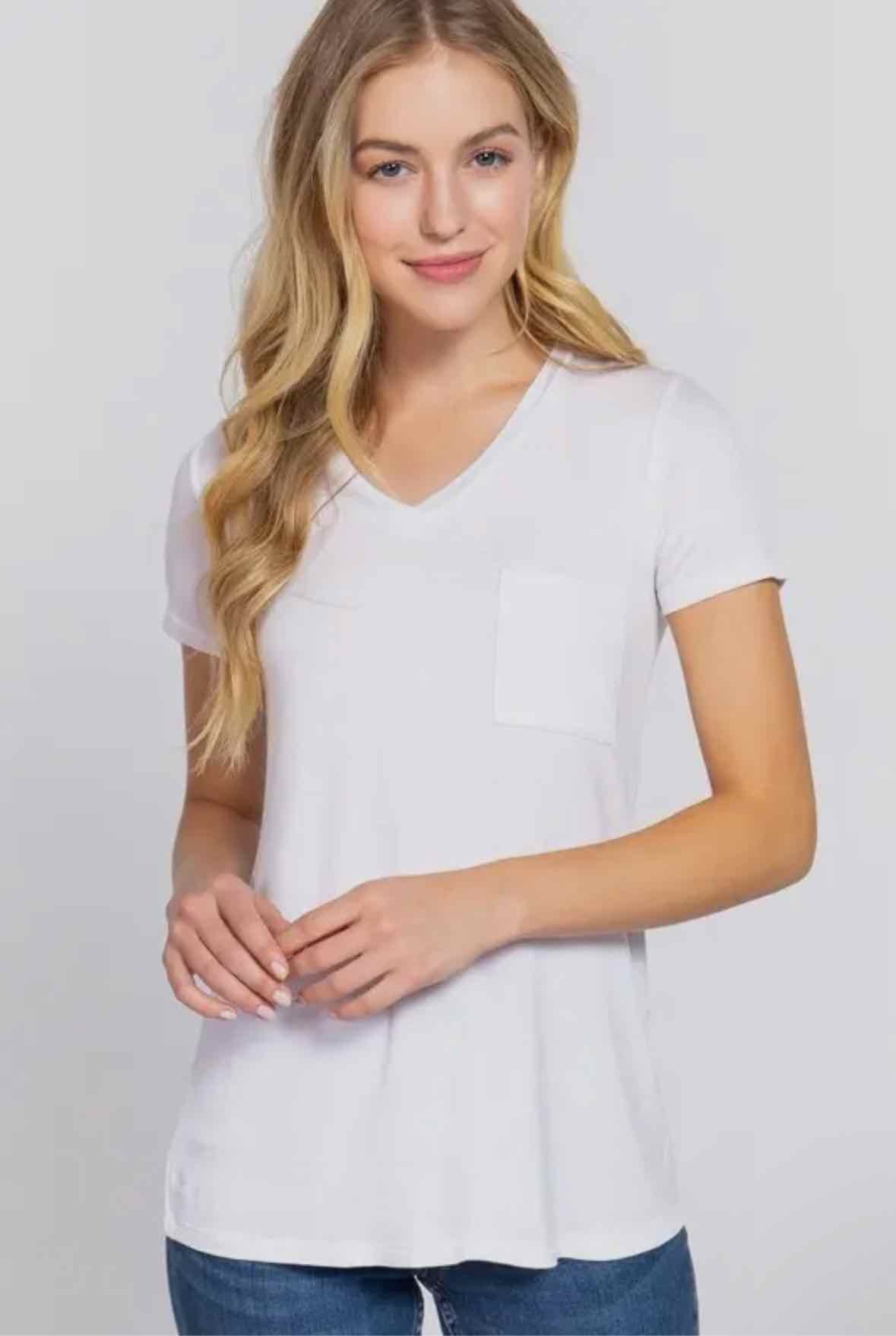 Short Sleeve V Neck W/ Pocket Jersey Top