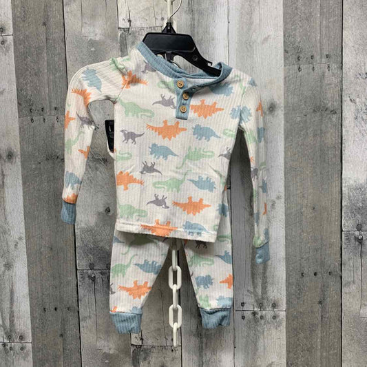 Size 12 Months White Print Mid Brand 2pc PJs