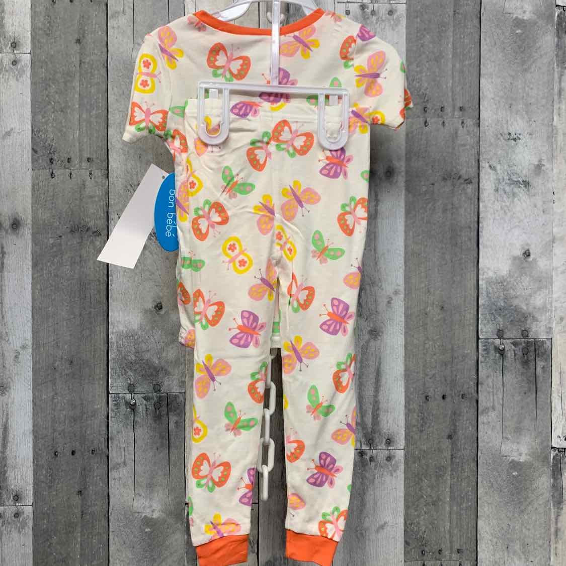 Size 3T White/Coral Bon Bebe 2pc PJs - OodlesCB