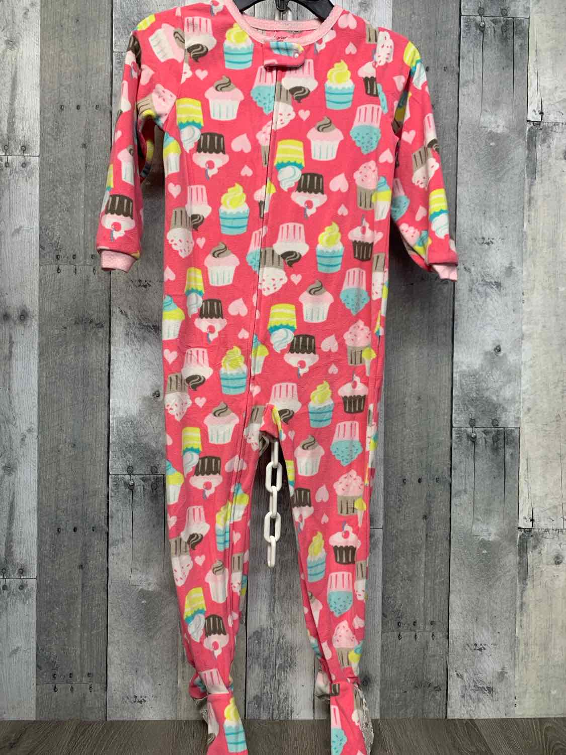 Size 5T Pink Print Carter's Footy PJs