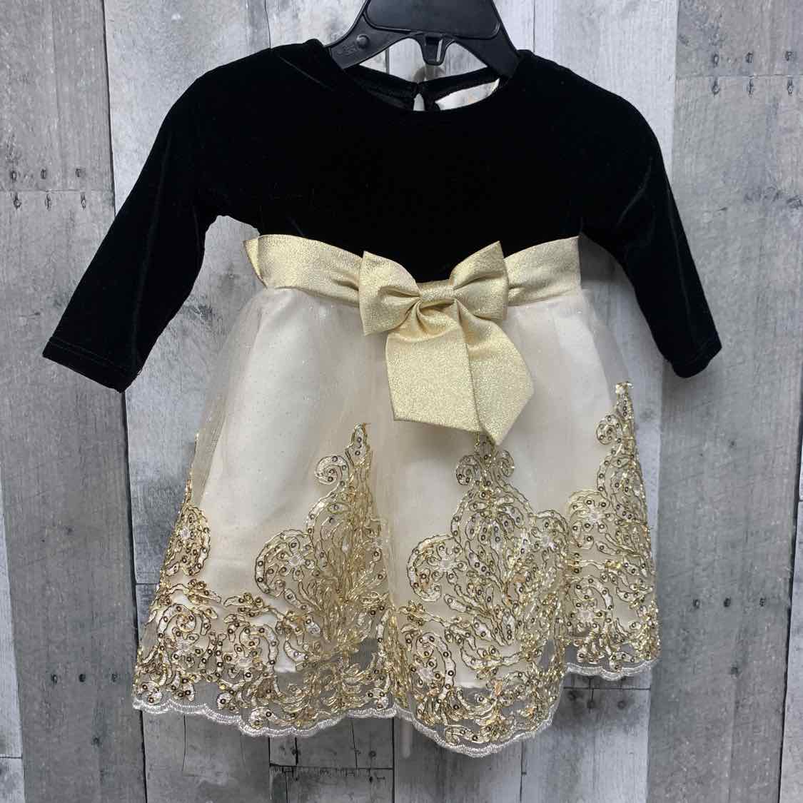 Size 3-6 Months Black/Gold Rare Editions Dress - Party