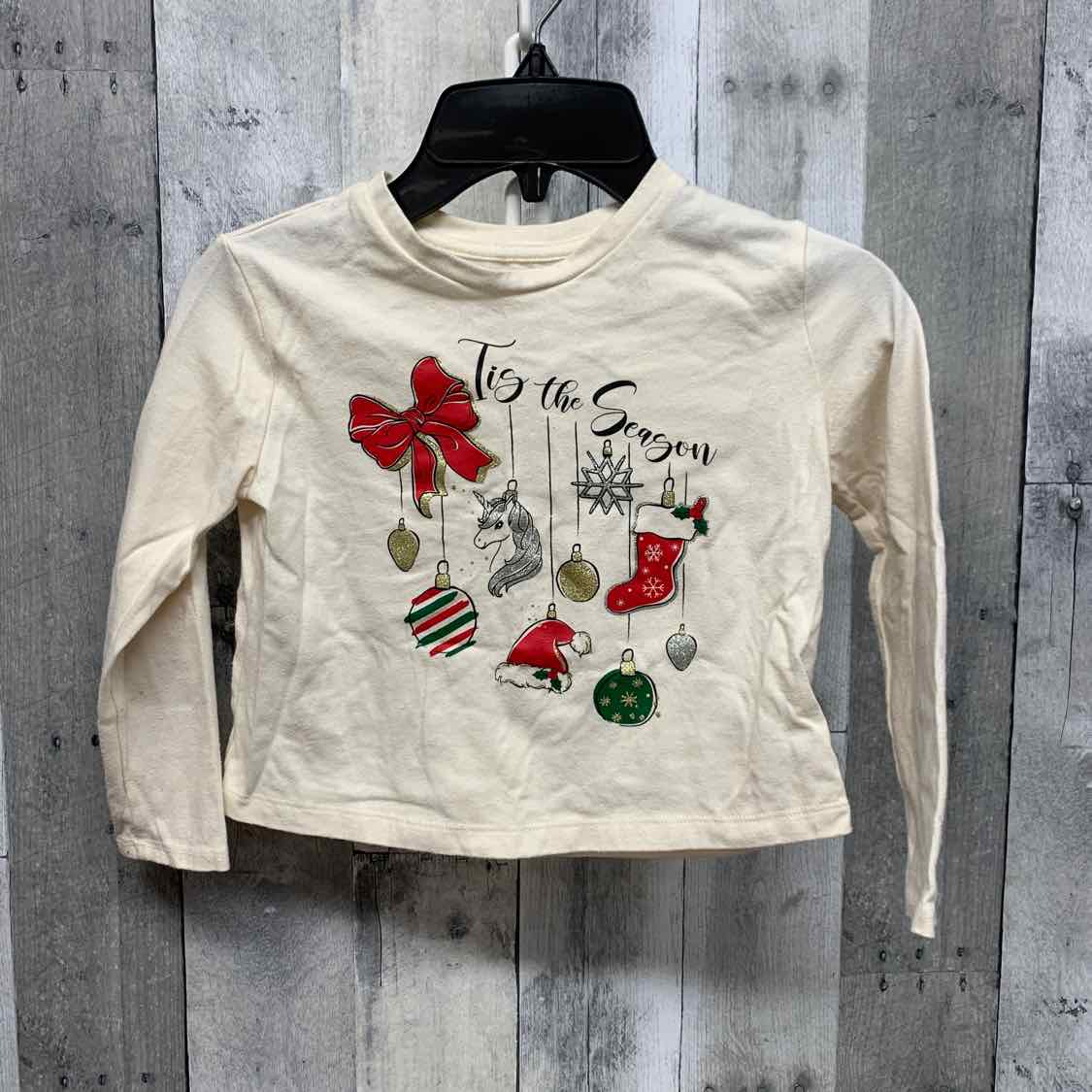 Size 4/5 White/Red Holiday Brands Long Sleeve Shirt