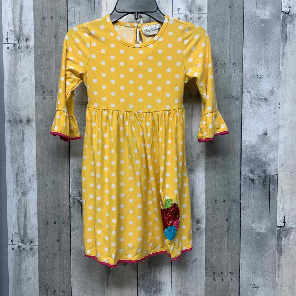 Size 6 Yellow Print Rare Editions LS Dress