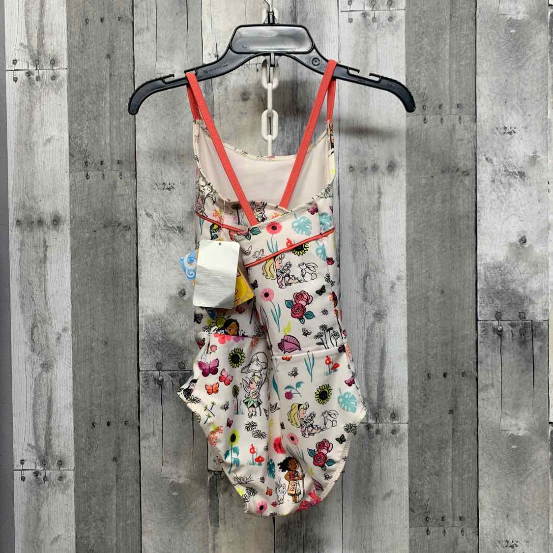 Size 9/10 White/Pink Disney Collection Swim Suit - 1pc