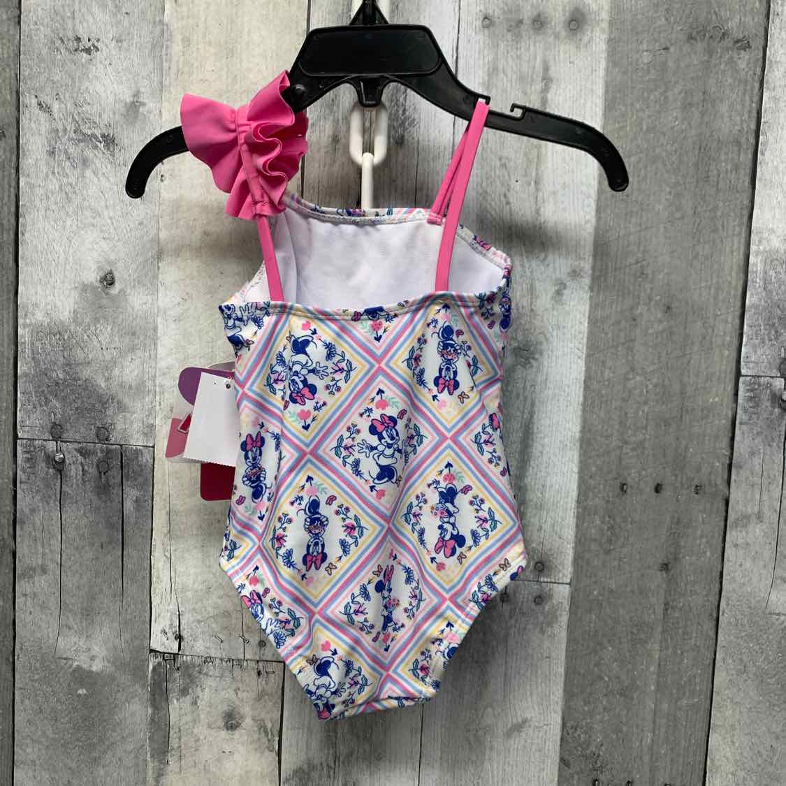 Size 12 Months Pink/Navy Disney Swim Suit - 1pc