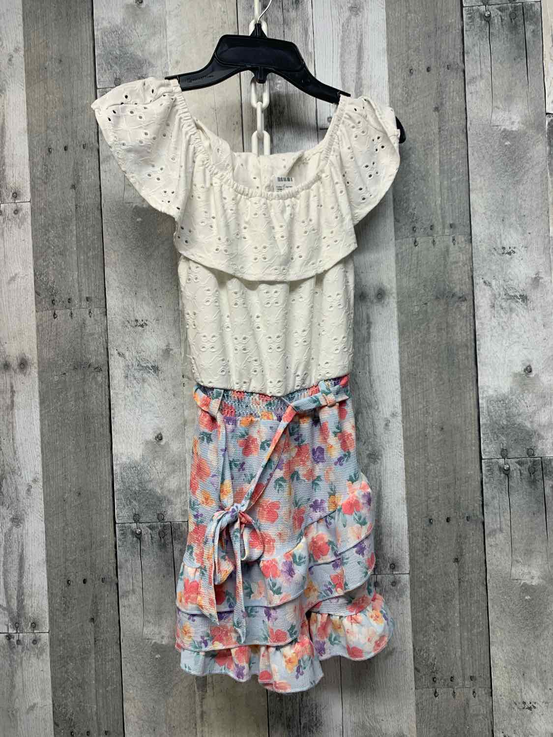 Size 8 White/Blue Knit Works Romper