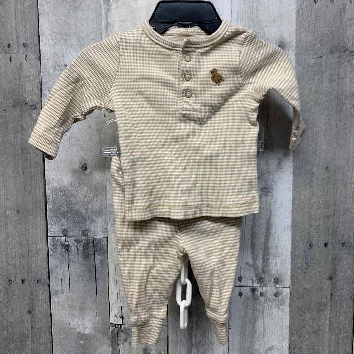 Size 3 Months Tan Striped Carter's Shirt/Pants