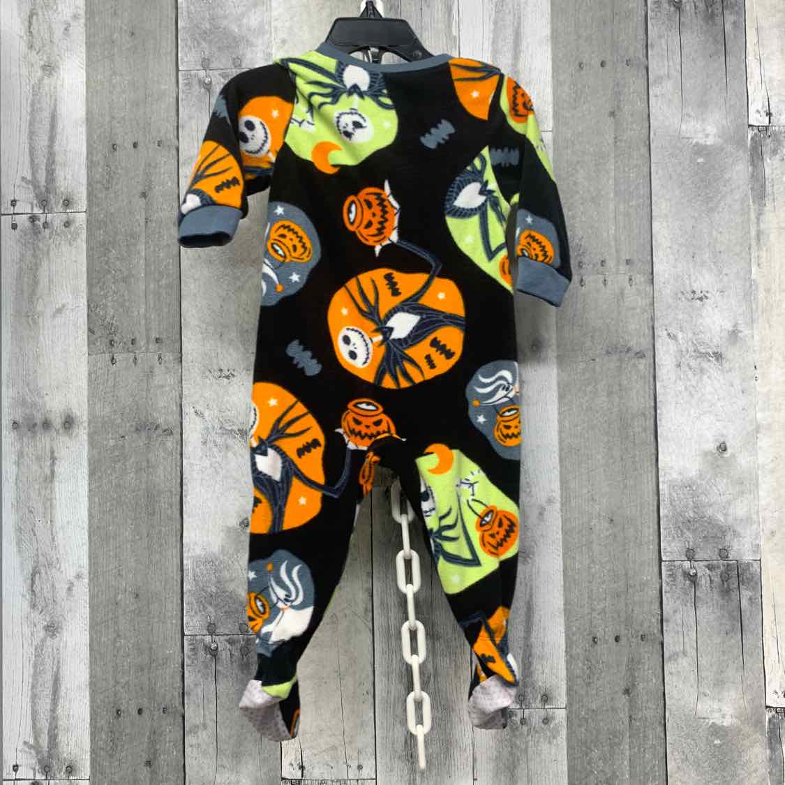 Size 12 Months Black Print Disney Footy PJs