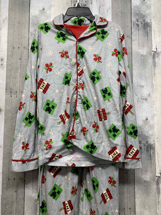 Size 12/14 Gray Print Minecraft 2pc PJs