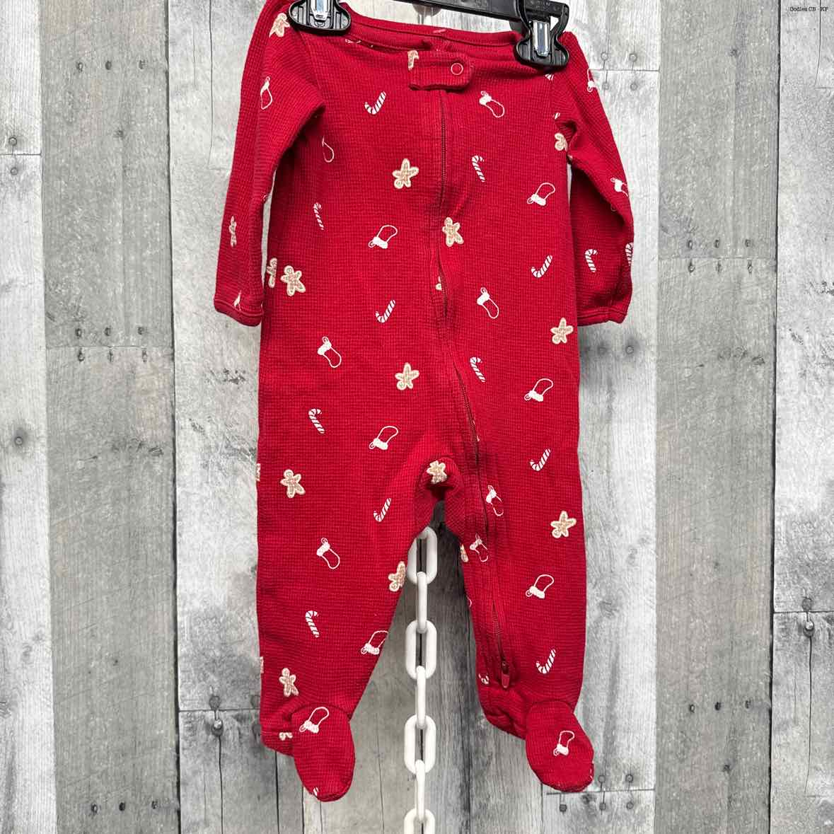 Size 6 Months Red Print Just One You Footy PJs