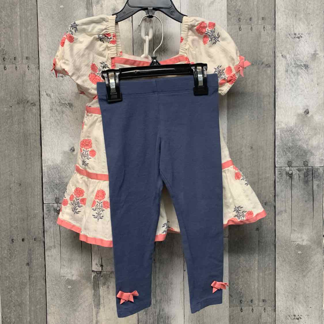 Size 24 Months White/Blue B Brand Shirt/Leggings - OodlesCB