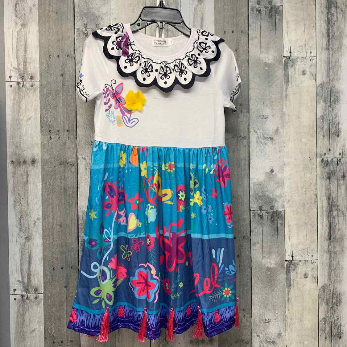 Size 9/10 White/Teal Presley Couture Dress