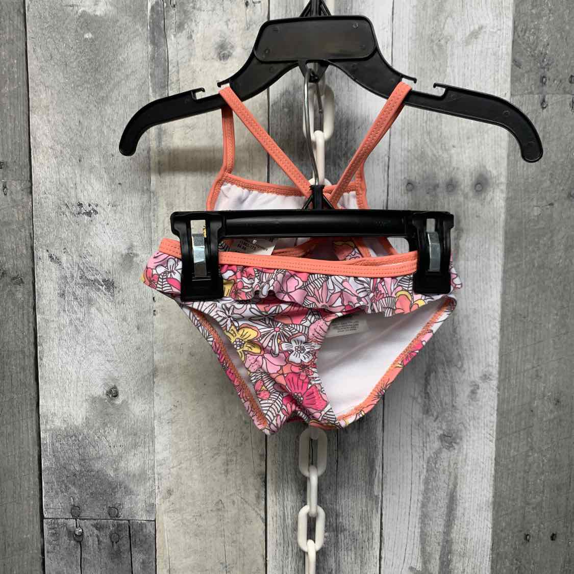 Size 24 Months Pink Floral Print Mid Brand Swim Suit - 2pc+
