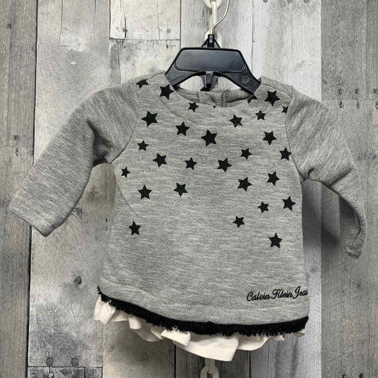 Size 3-6 Months Gray/Black Calvin Klein LS Dress