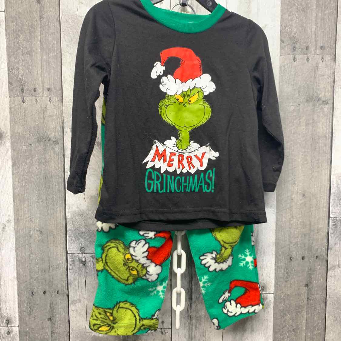 Size 2T Black/Green Holiday Brands 2pc PJs