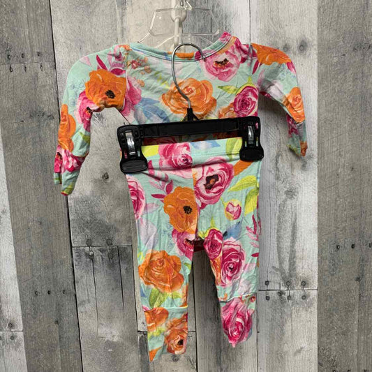 Size 3 Months Pink/Teal Bamboo Shirt/Leggings