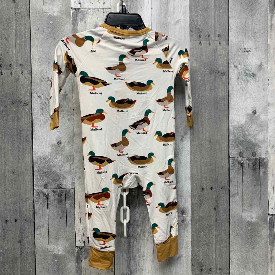 Size 6-9 Months White/Tan Bamboo Footy PJs