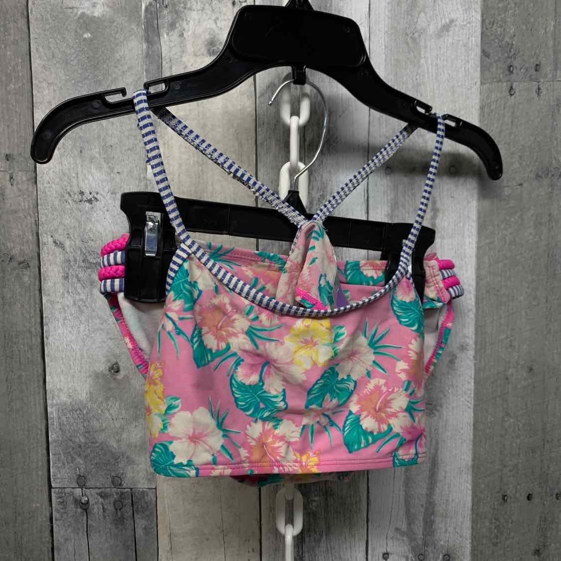 Size 14 Pink Floral Print J Khaki Swim Suit - 2pc+