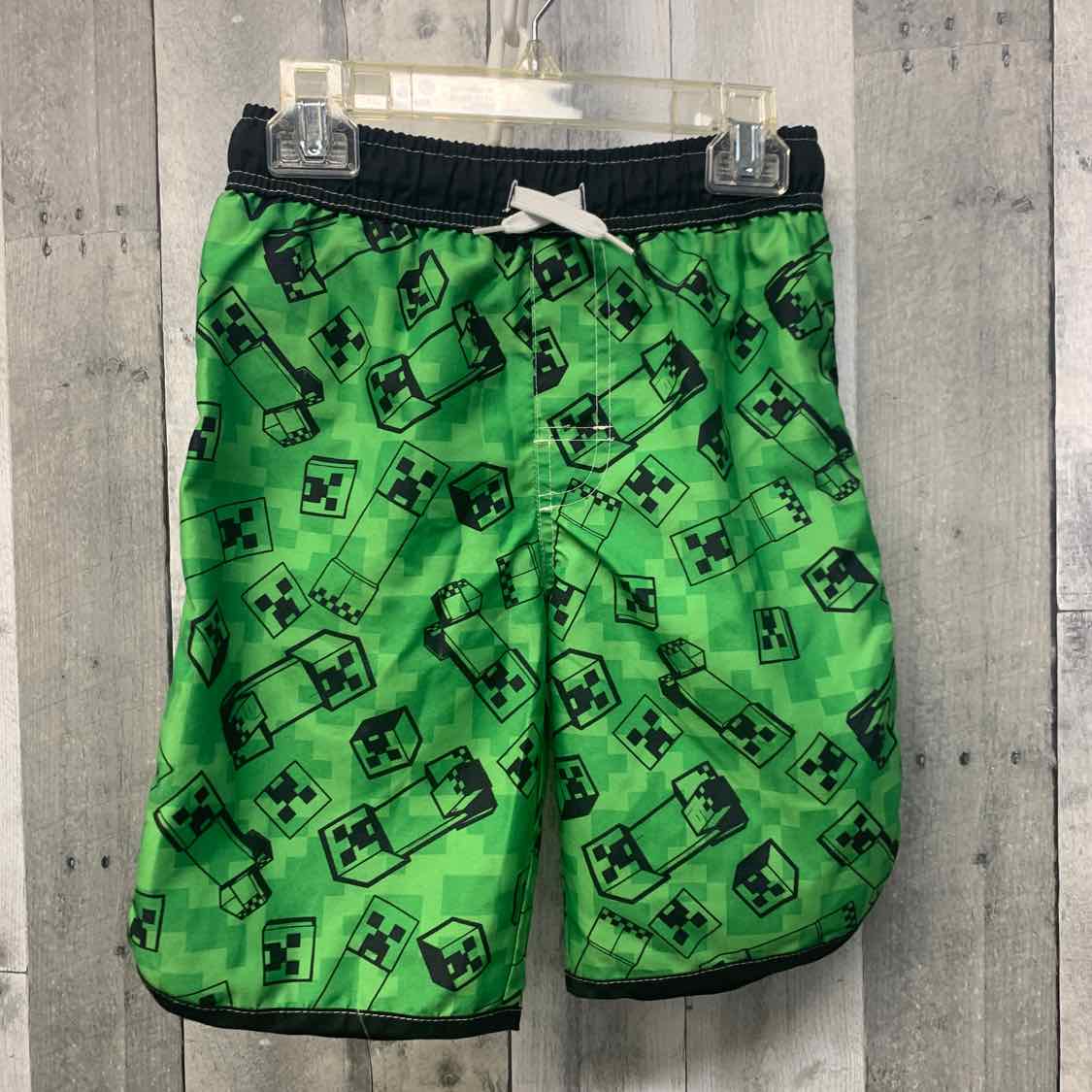 Size Medium Green/Black Minecraft Swim Trunks