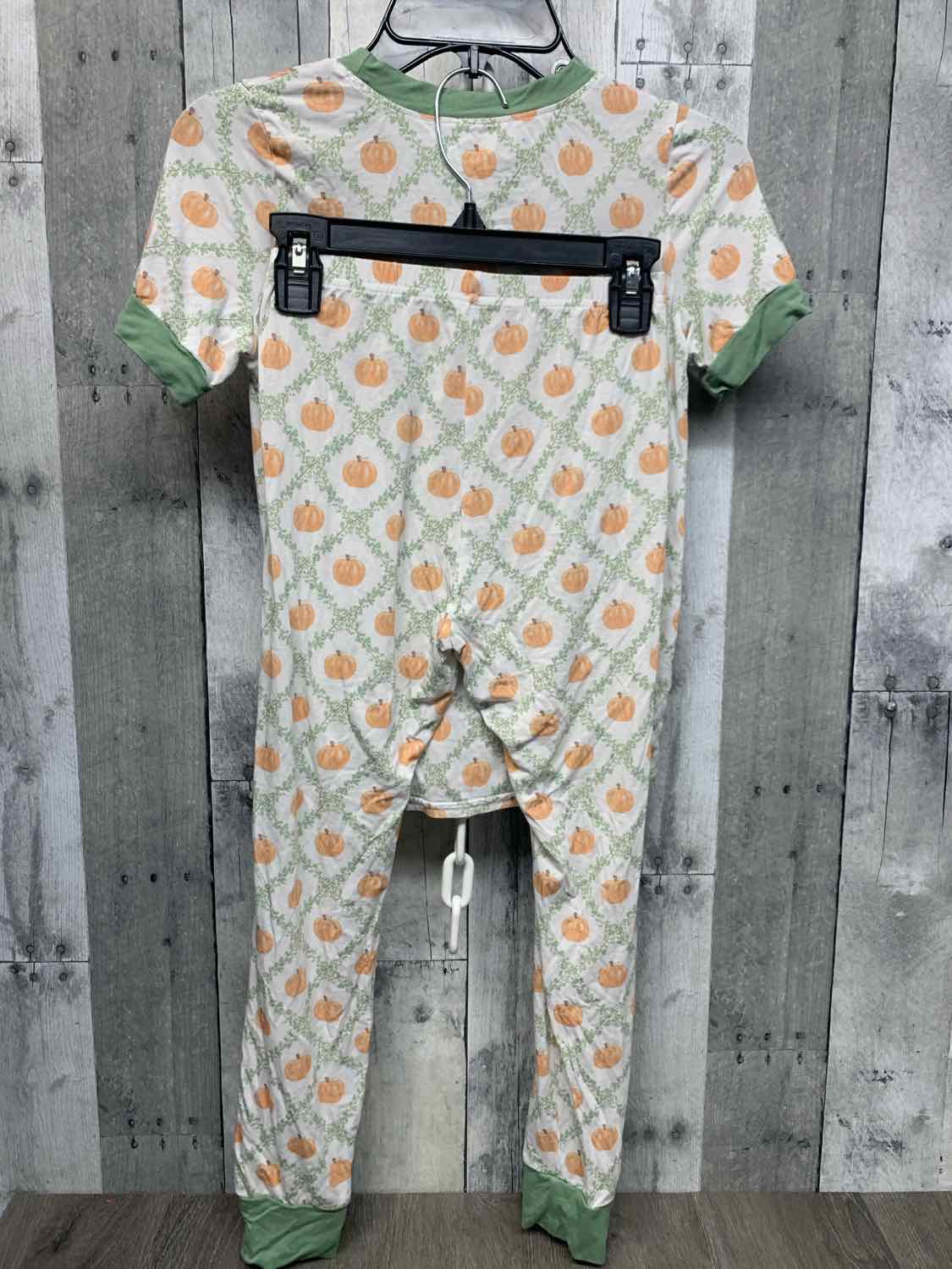 Size 7 White/Green Bamboo 2pc PJs