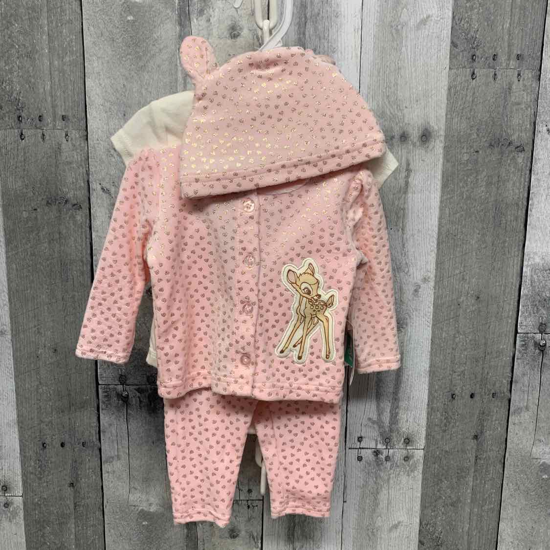 Size 0-3 Months Ivory/Pink Disney Shirt/Leggings