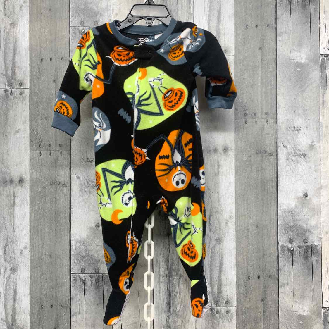 Size 12 Months Black Print Disney Footy PJs