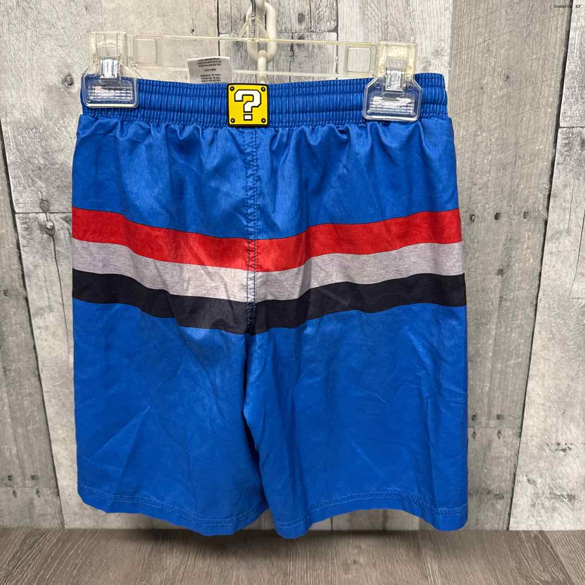 Size 6/7 Blue Print Super Mario Swim Trunks
