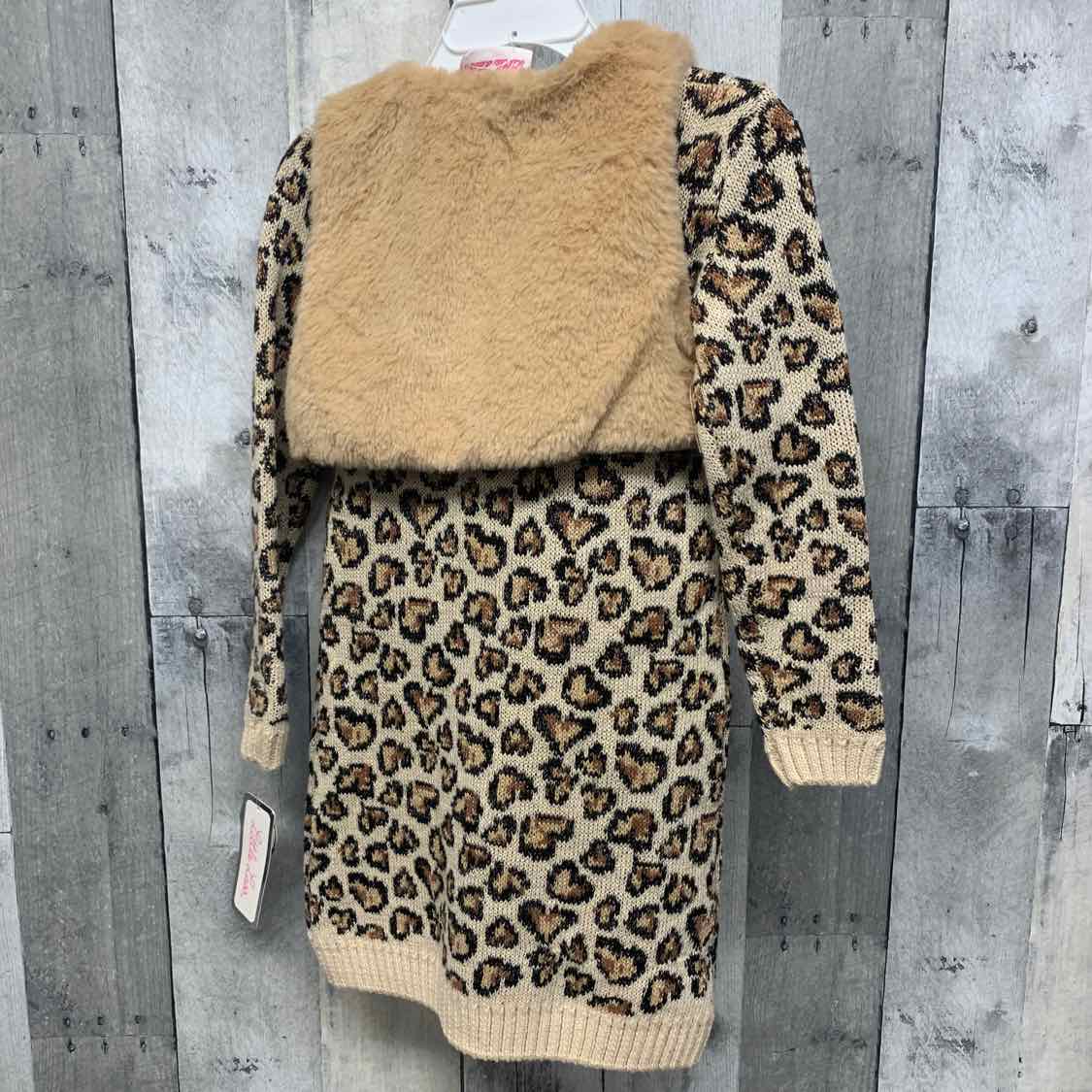 Size 2T Brown Animal Print Little Lass LS Dress