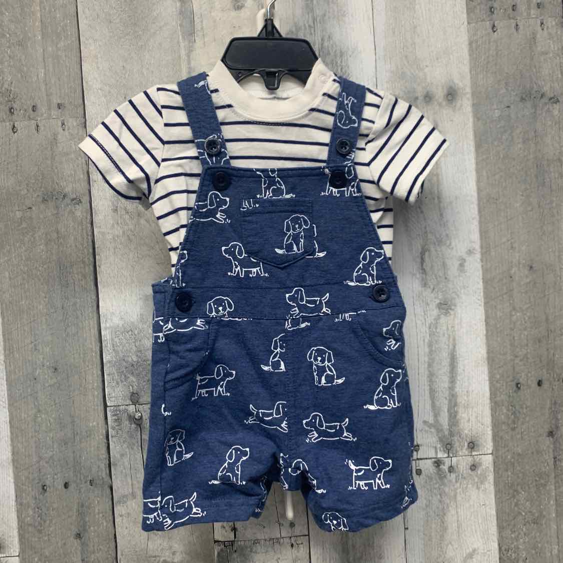 Size 3 Months Navy/White Little Me Shirt/Shorts - OodlesCB