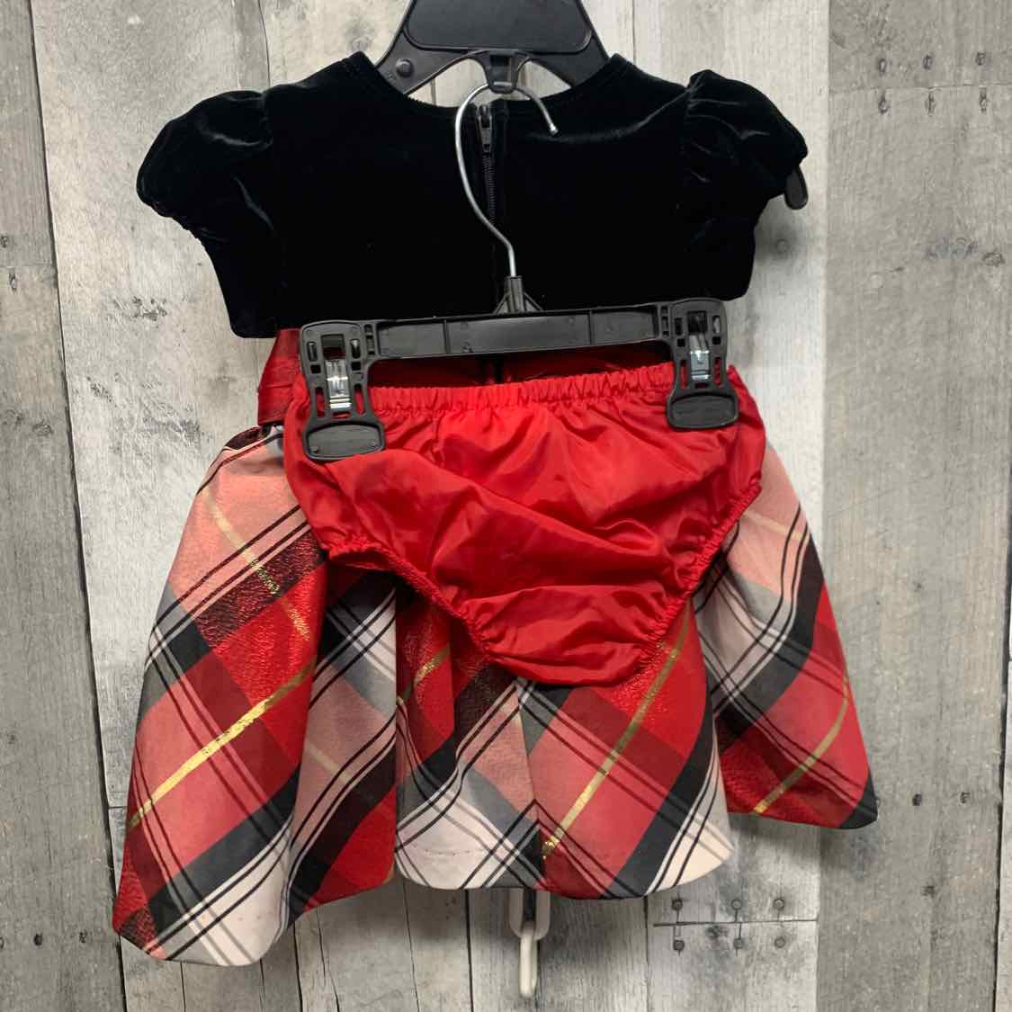 Size 6-9 Months Red/Black Bonnie Jean/Baby 2pc Dress