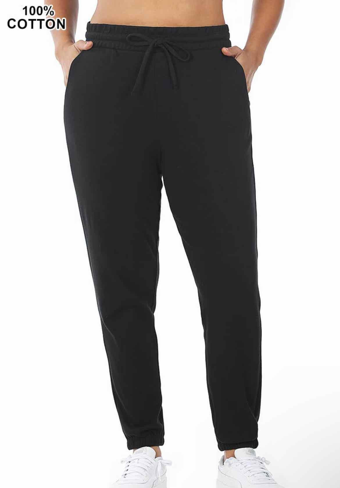 Plus Size Black 42pops High Waist Jogger Pants - OodlesCB
