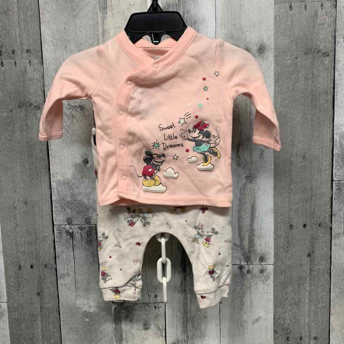 Size 0-3 Months Pink/Gray Disney Shirt/Pants
