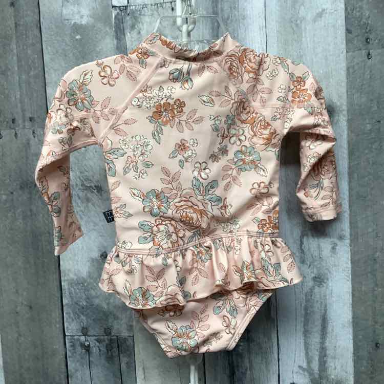 Size 6-9 Months Pink Floral Print Modern Moments by Gerber Swim Suit - 1pc