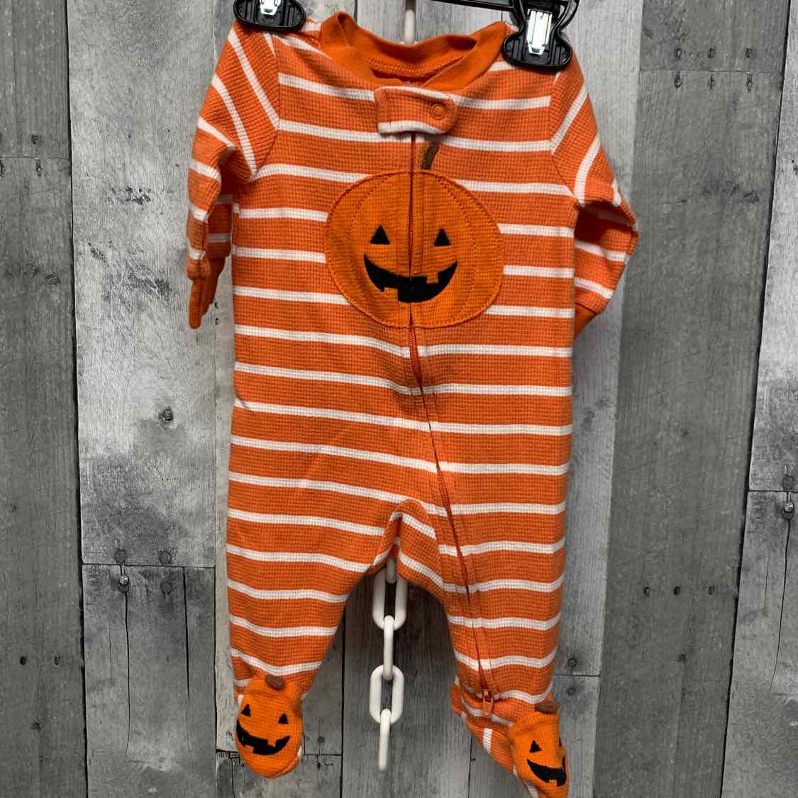 Size 3 Months Orange/White Just One You Footy PJs