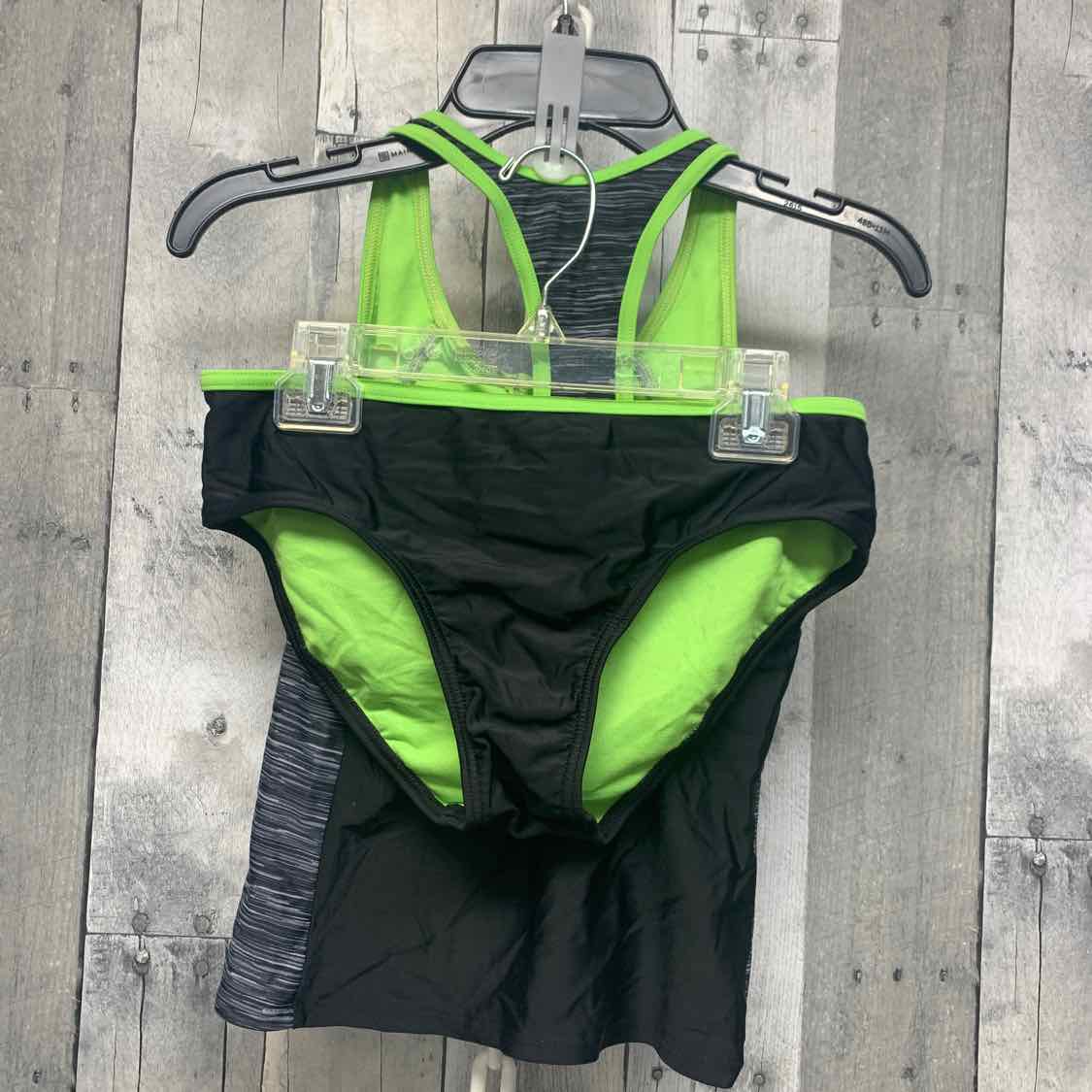 Size 14 Black/Green ZeroXposur Swim Suit - 2pc+