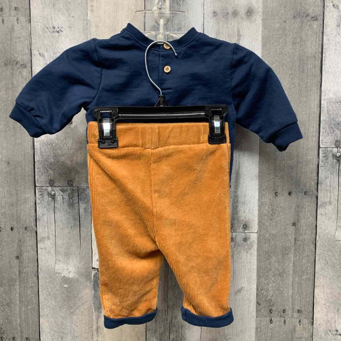 Size 3 Months Navy/Orange Mid Brand Shirt/Pants