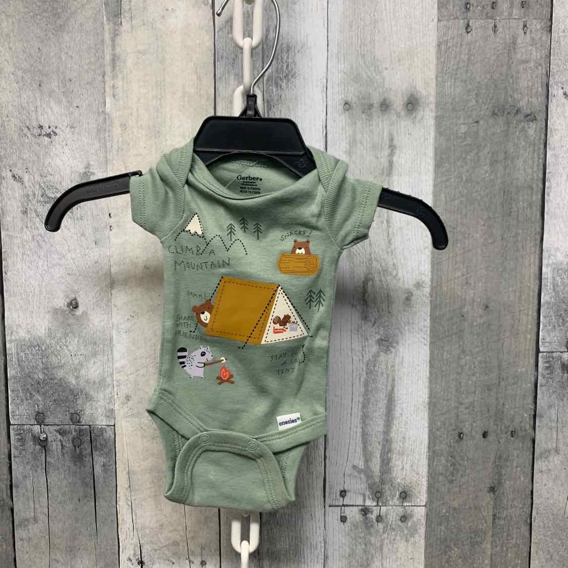 Size Preemie Green Gerber Bodysuit