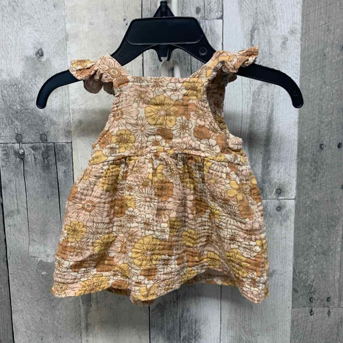 Size 0-3 Months Brown Floral Print B Brand Dress - Knit